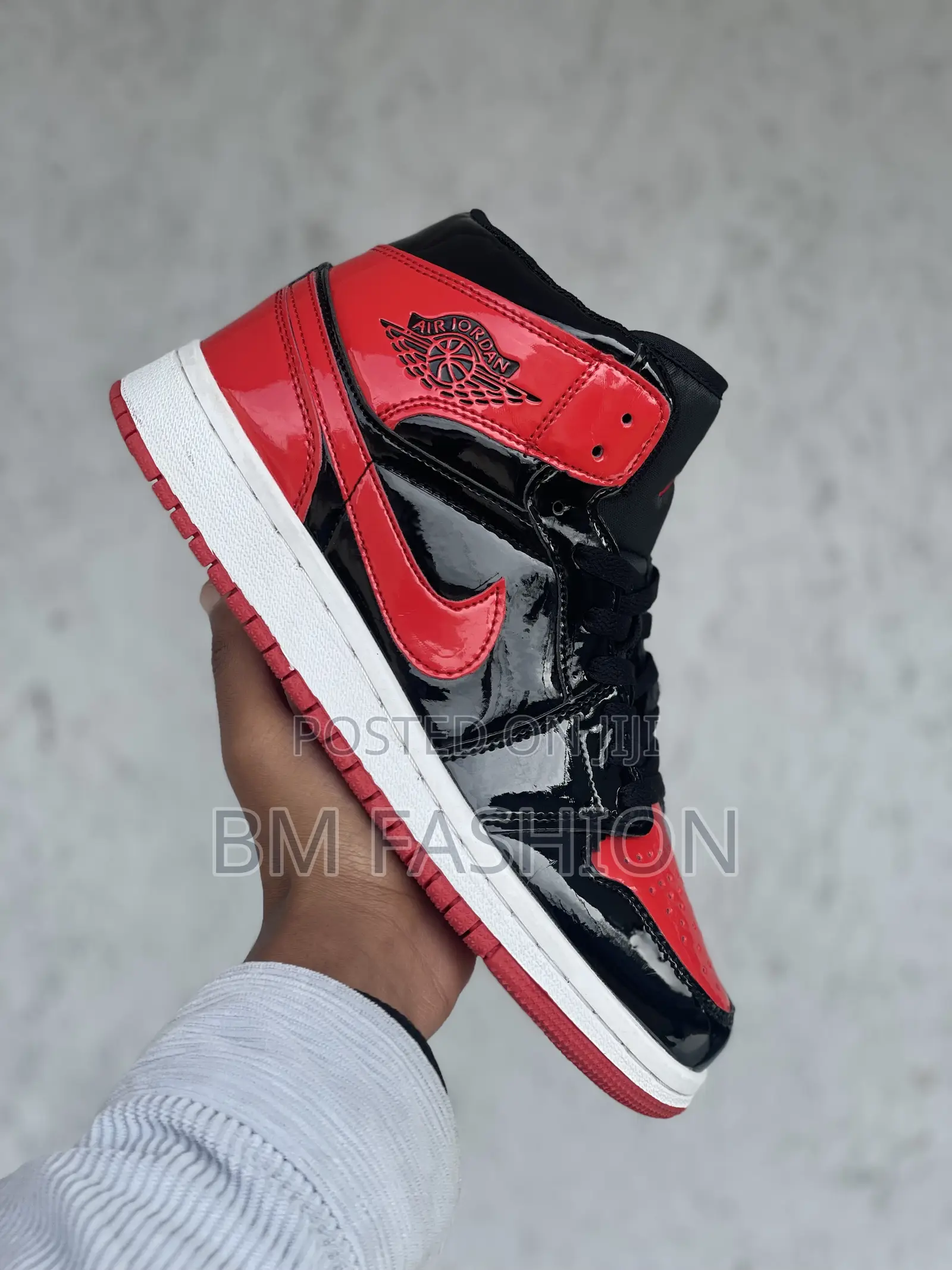 Air Jordan 1 Mid High Red X Black Shine Quality Shoes