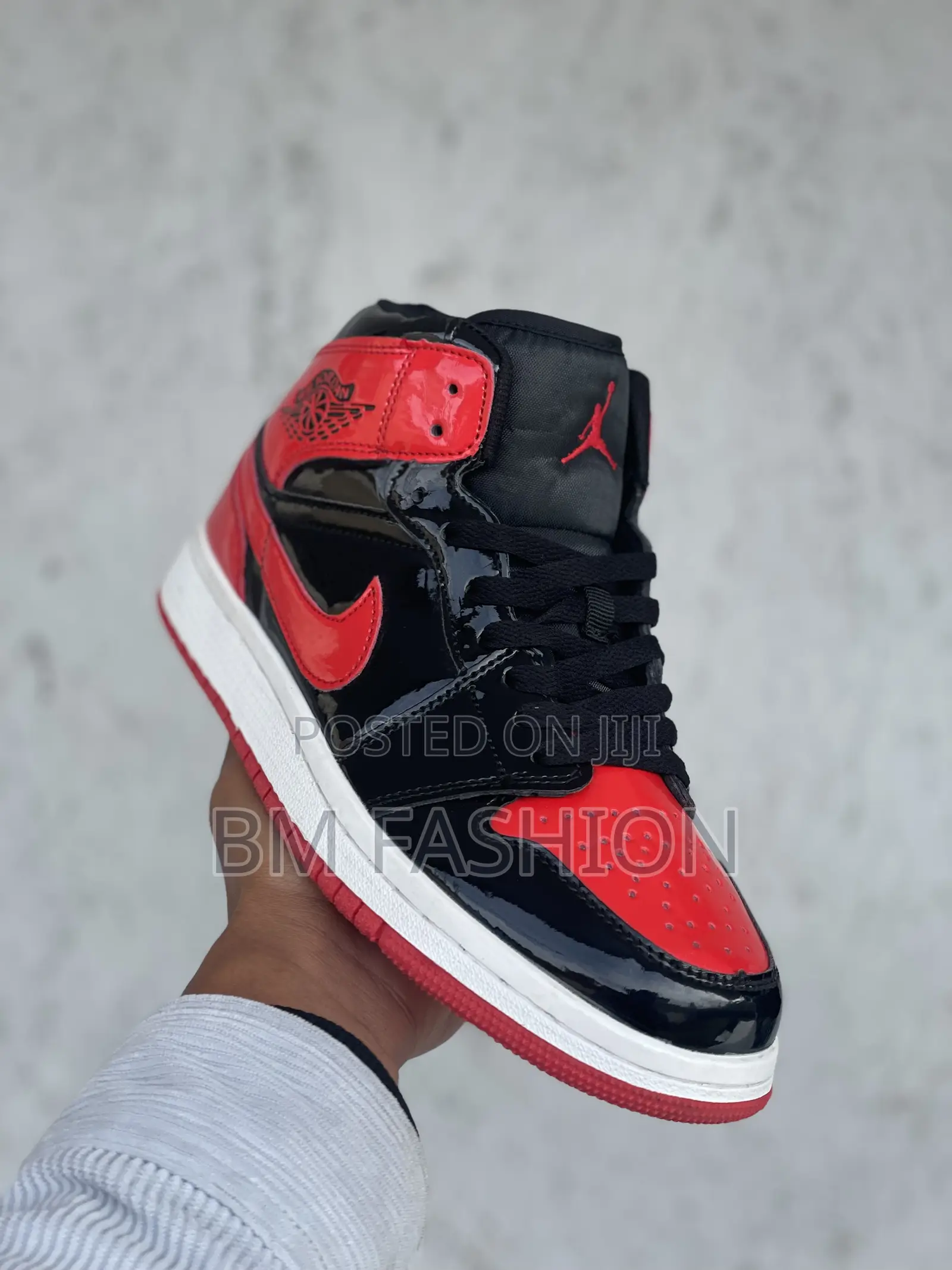 Air Jordan 1 Mid High Red X Black Shine Quality Shoes