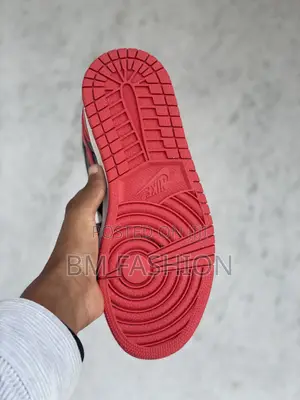 Air Jordan 1 Mid High Red X Black Shine Quality Shoes