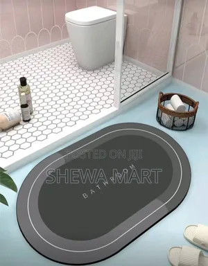 Silicone Bathroom Mat, Letter Design Absorbent Anti-Slip Rug Bathroom