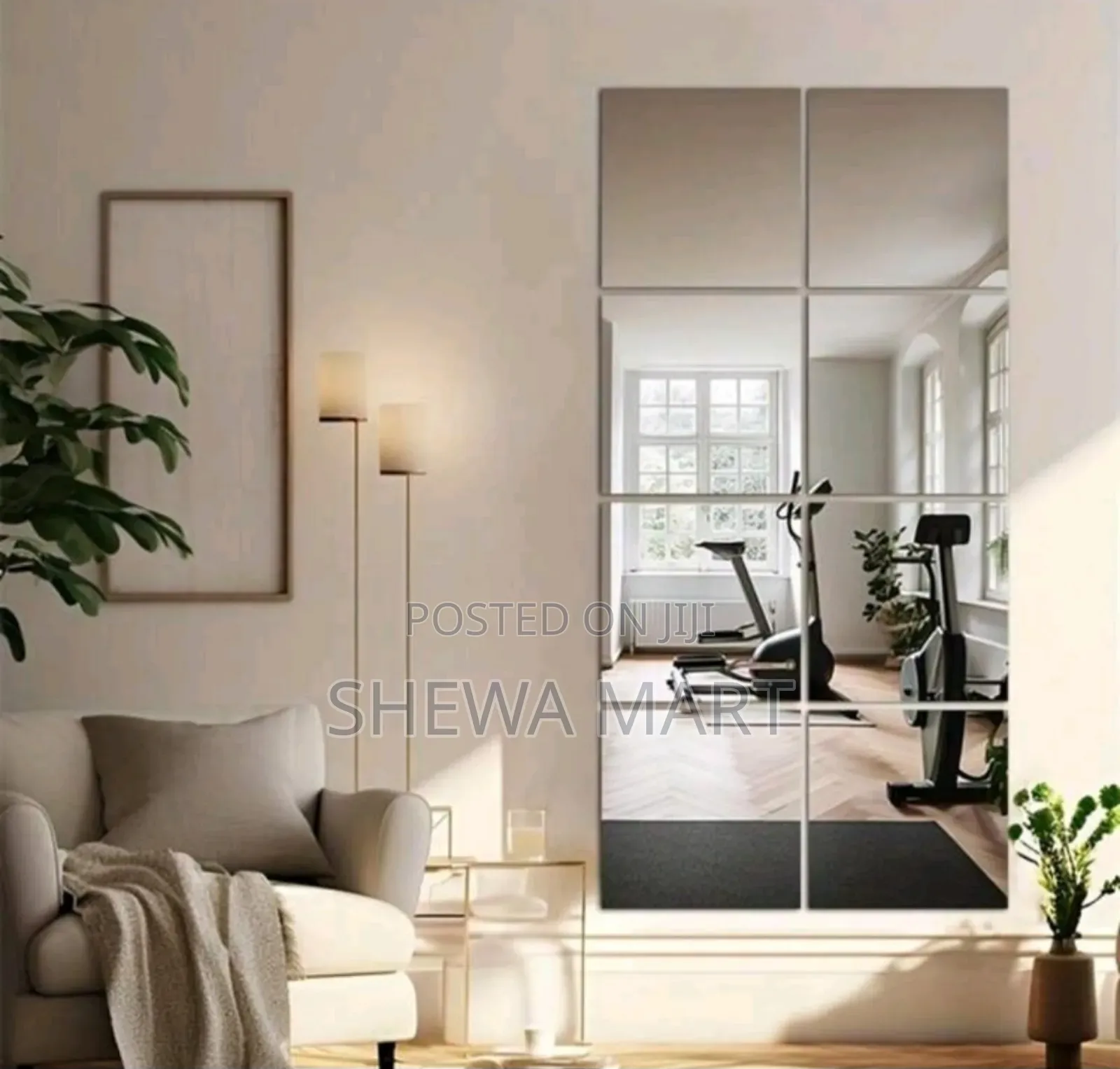 Acrylic Mirror Wall Tiles Shatterproof Self-Adhesive Decor for Living
