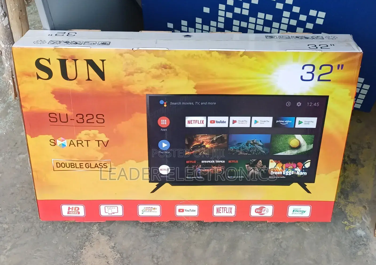 Sun Tv 32" Smart Android Tv New 2025 Double Glass Tv