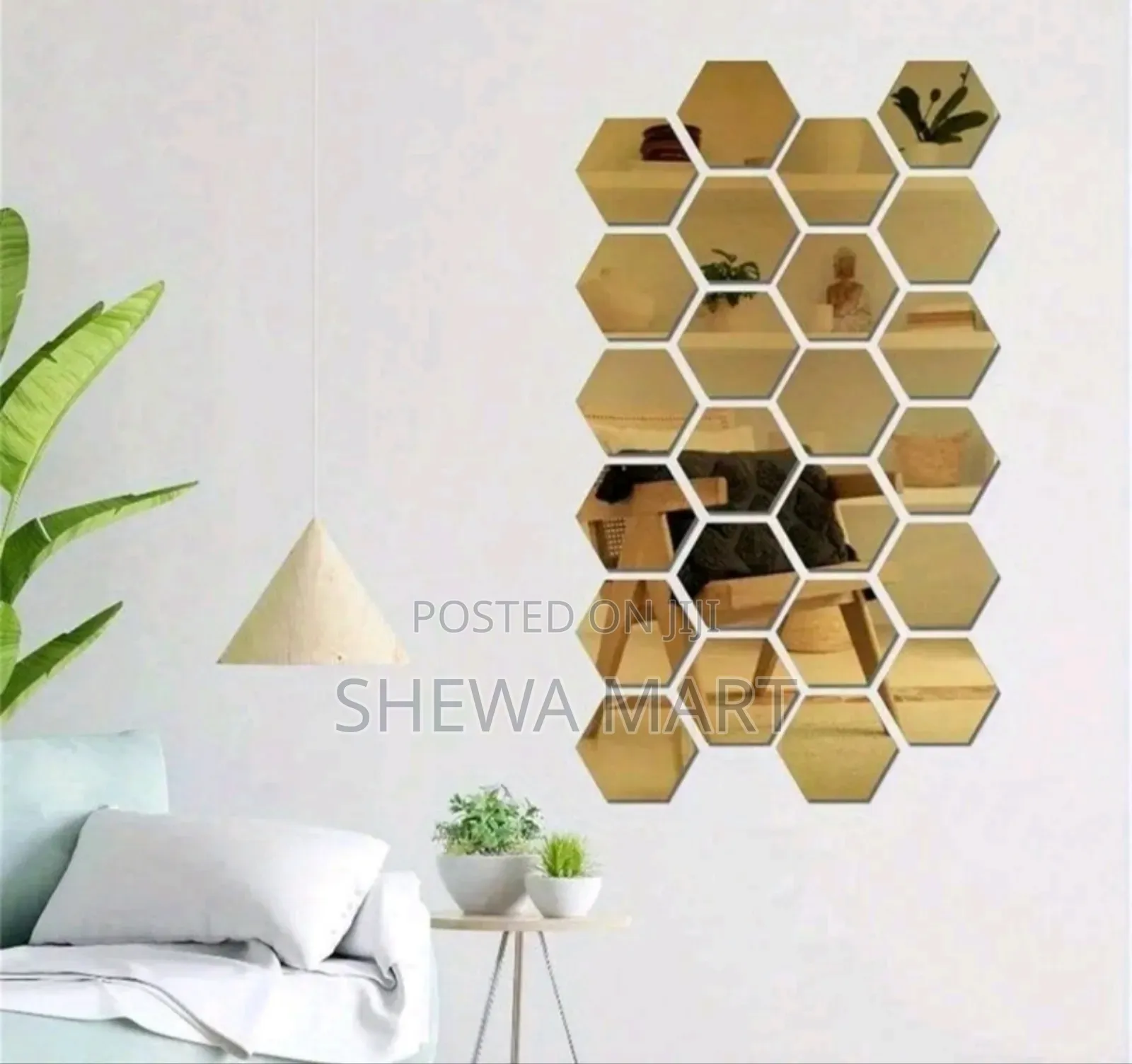 Hexagonal Mirror Wall Stickers, Self-Adhesive Removable Acrylic Home