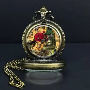 Quartz Brand Watch Stainless Steel Pocket Watch and Key Holder