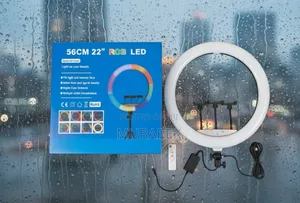 22 Inch RGB Dimmable Circle Light With Ball Head Adapter Mount.