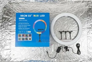 22 Inch RGB Dimmable Circle Light With Three Cold Shoe Mounts