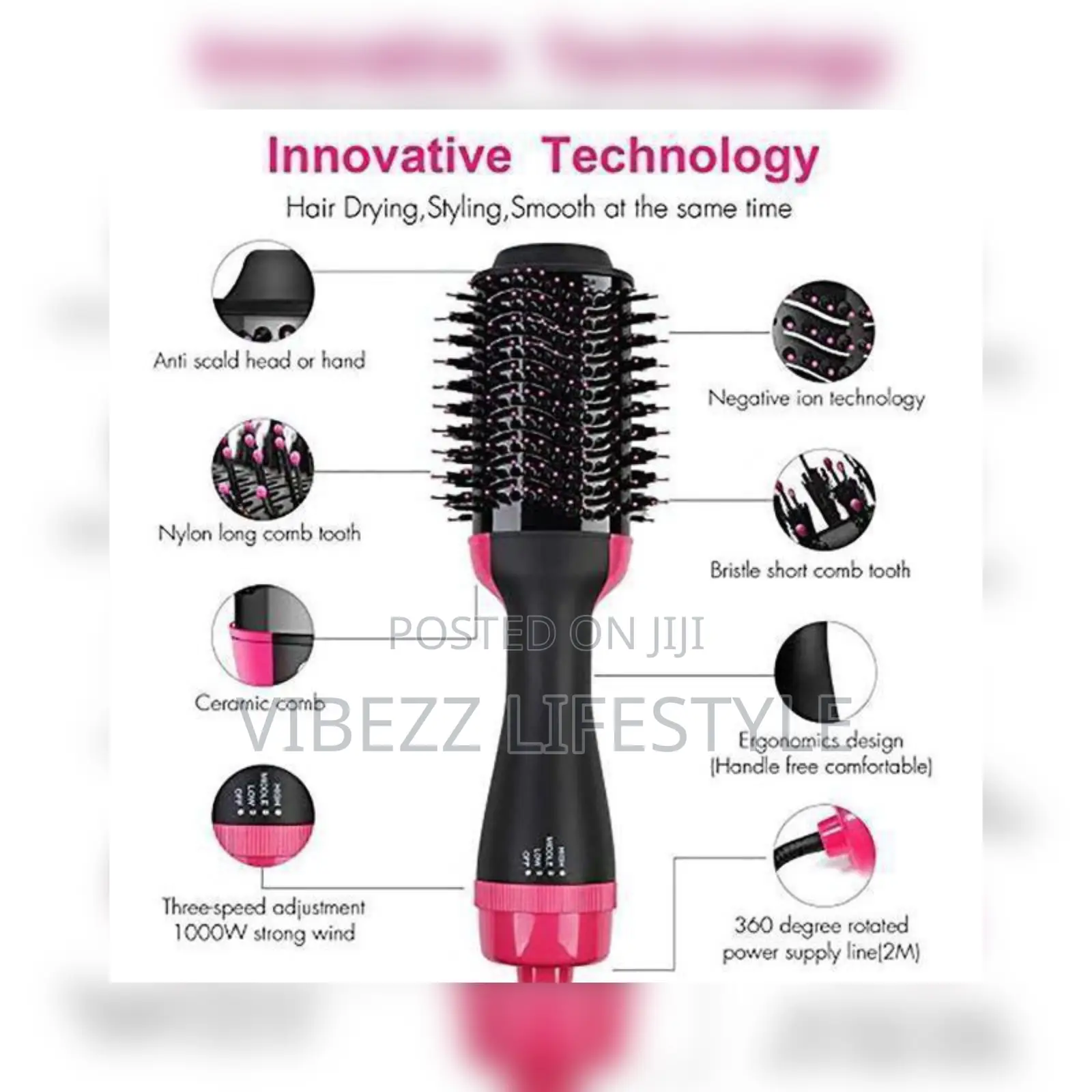 One-Step Hair Dryer Styler Volumizer - 3-in-1 Hot Air Brush
