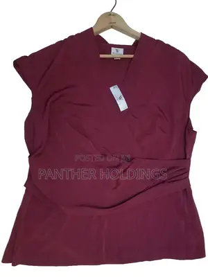 Worthington Woman's 1x Burgundy v-Neck Blouse Top With Sash
