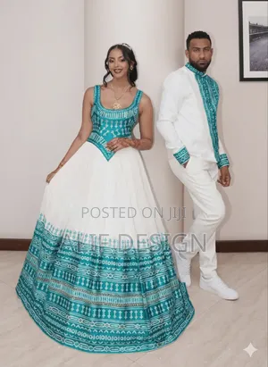 Wedding Tourqise Traditional Clothes Habesha Kemis
