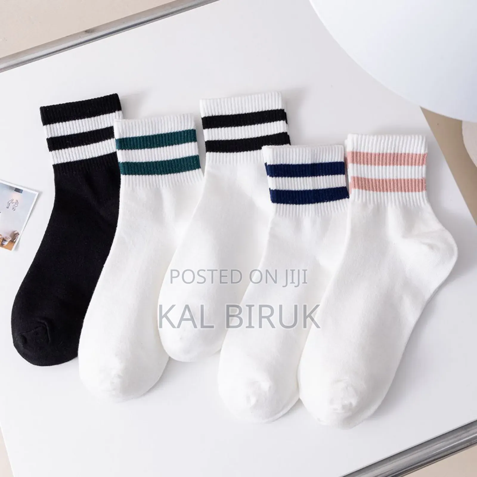 Striped Mid-calf Socks.