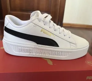 Puma Smash V3 Platform Double-Sole ‘Triple White Mens Shoes