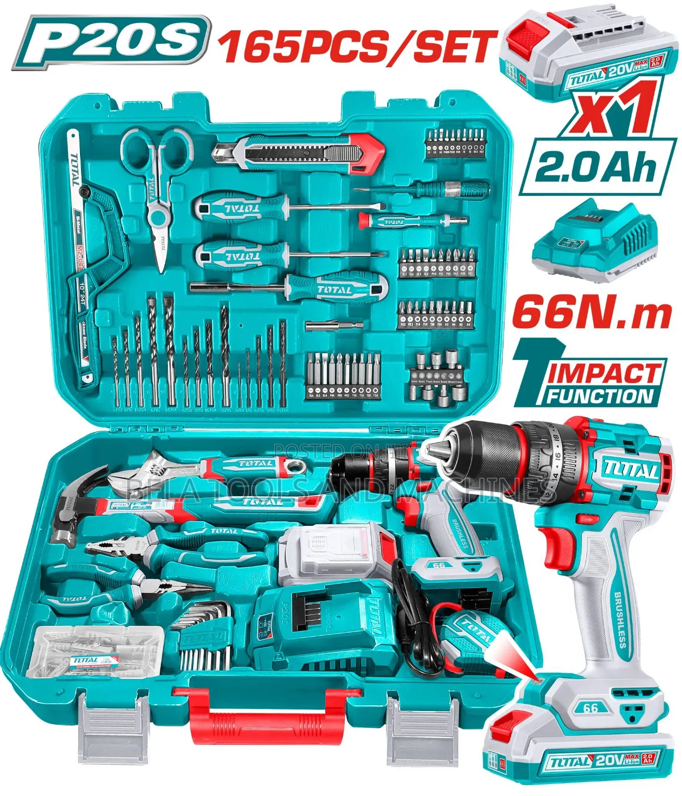 Total Thkthp11652 165 PCS Tool Set With a 20v Cordless Impact Drill.