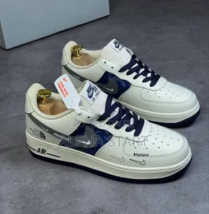 Nike Air Force 1 “#The_north_face” White Navy #Low Shoes for Men's