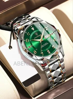 Poedagar Men's Luxury Quartz Watch With a Green Dial
