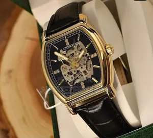 Gold-Toned Chenxi Automatic Mechanical Watch With a Skeleton Dial