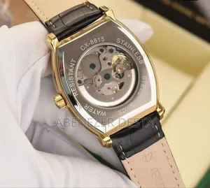 Gold-Toned Chenxi Automatic Mechanical Watch With a Skeleton Dial