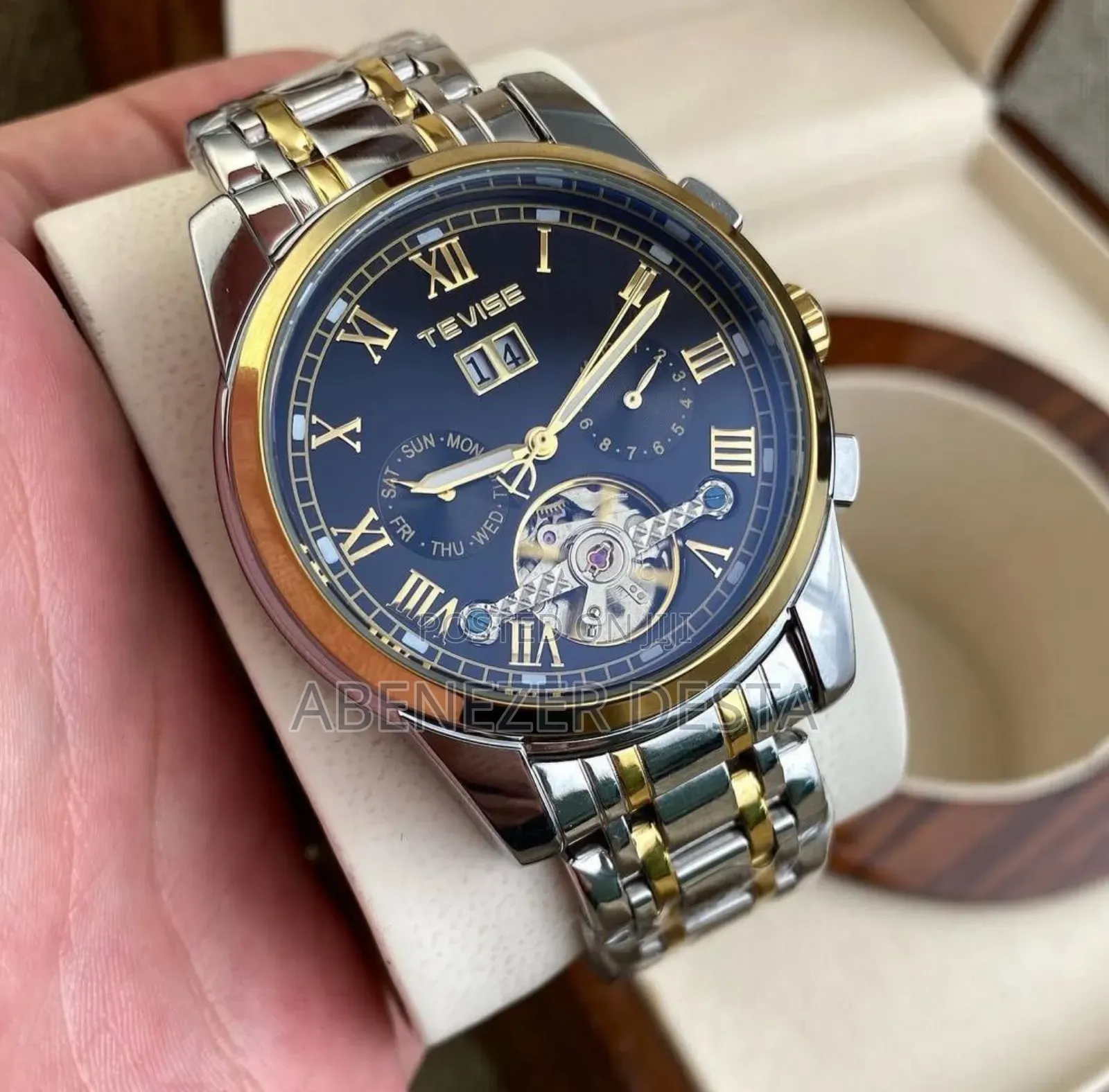 Tevise T9005 Automatic Mechanical Watch With a Two-Tone Silver