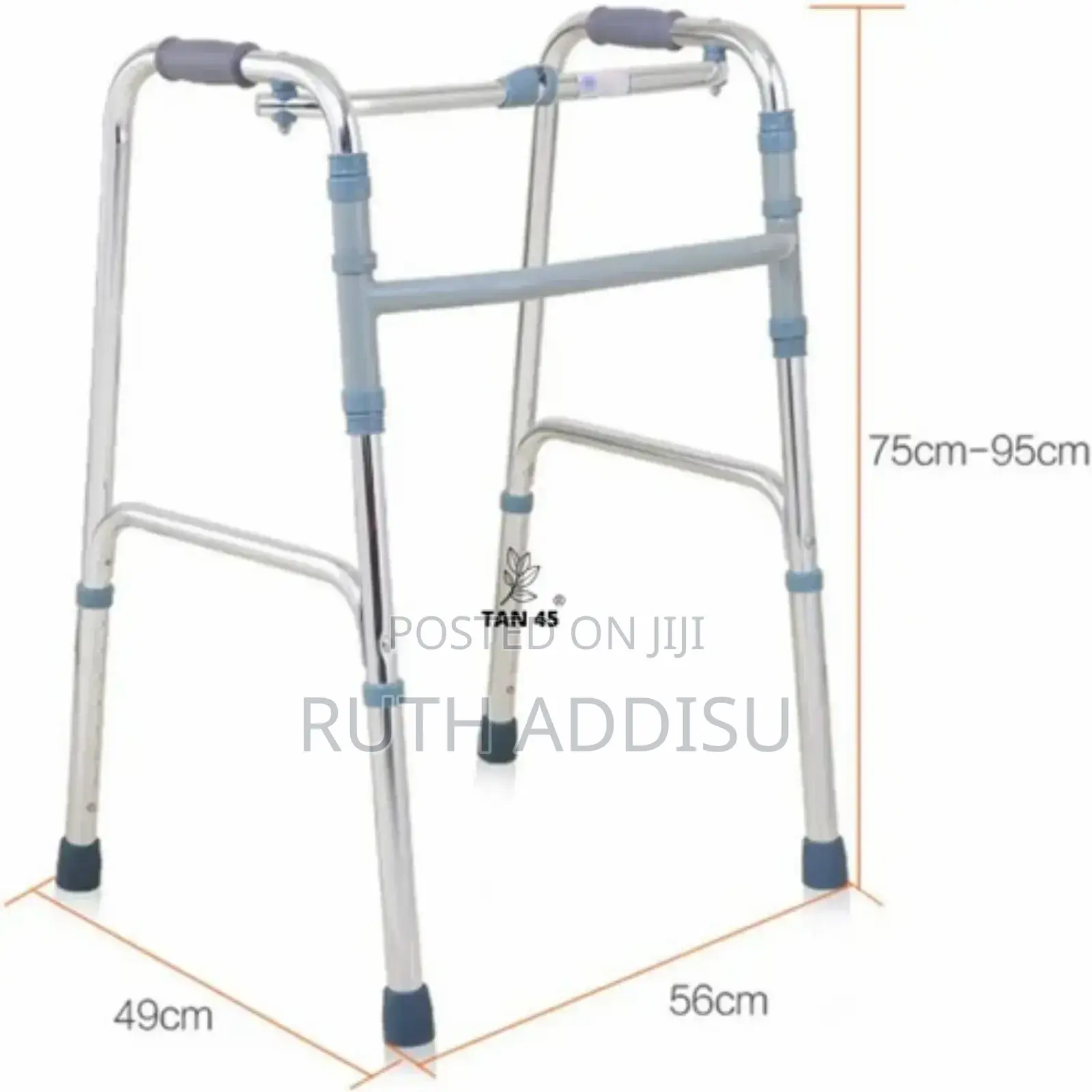 Silver Almunium Folding Walker Adjustable Patient Walker
