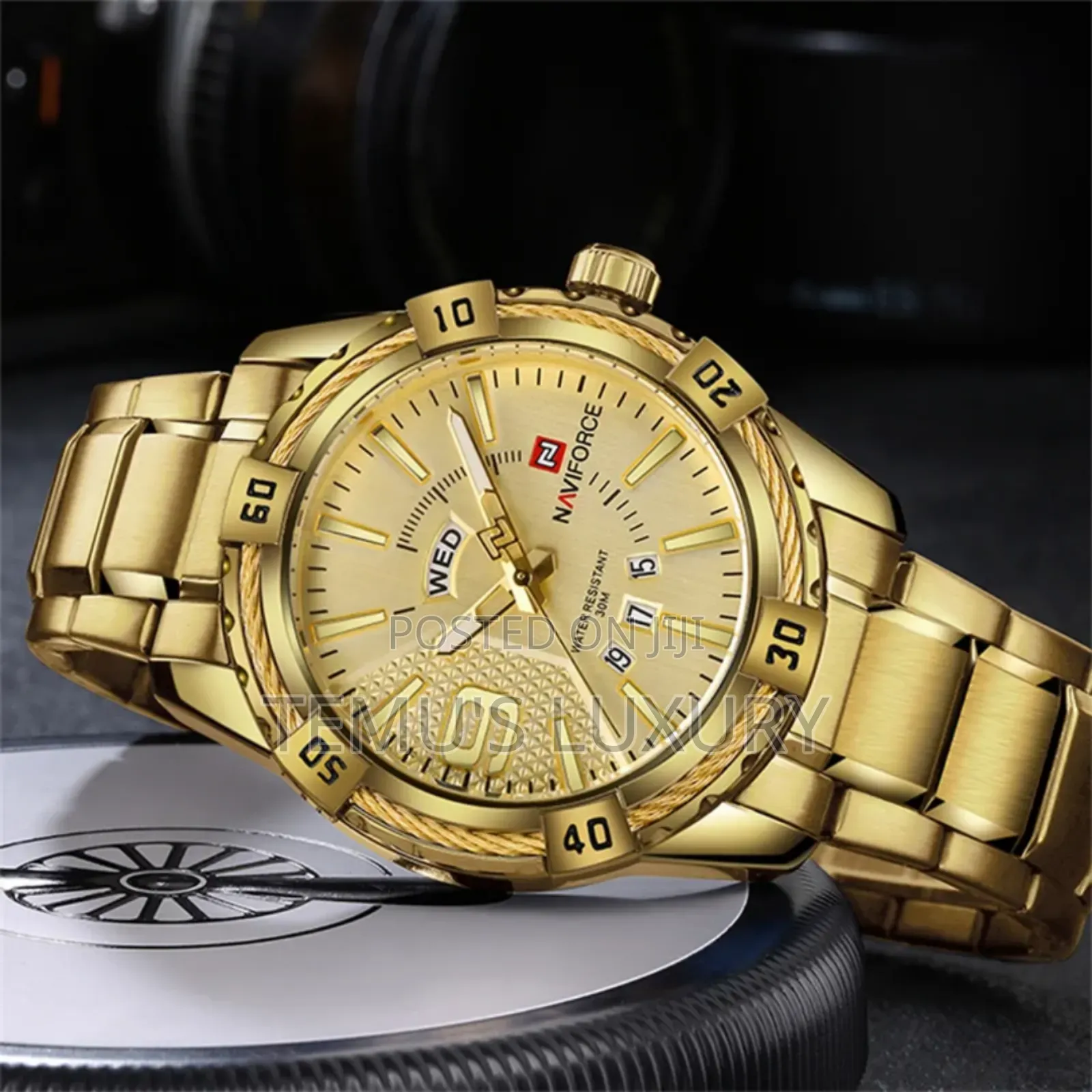 Navifrce Mens Watch Gold Luxury Waterproof Watches for Men Nf9117s