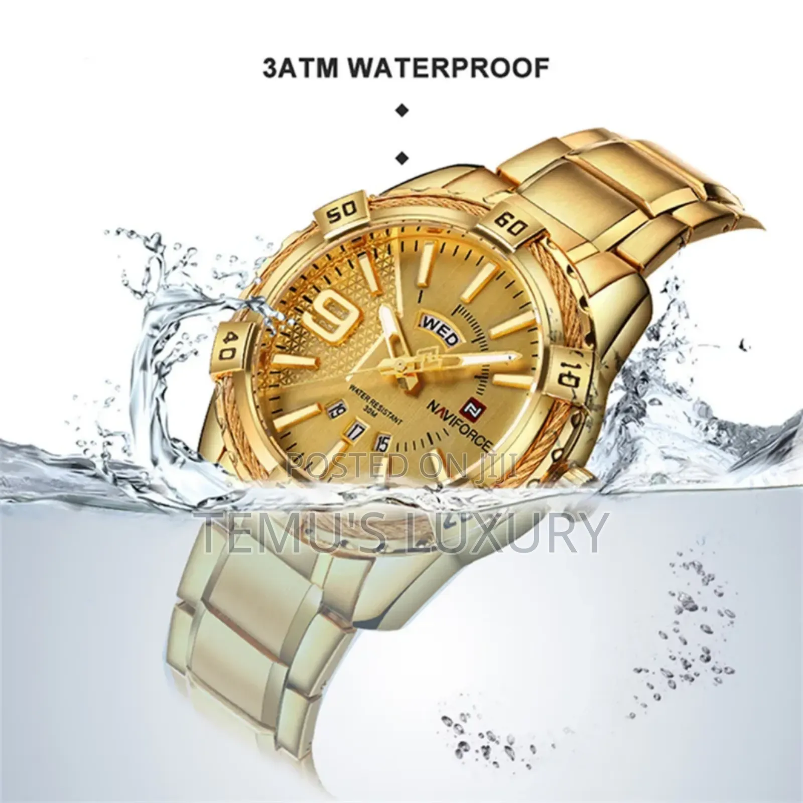 Navifrce Mens Watch Gold Luxury Waterproof Watches for Men Nf9117s