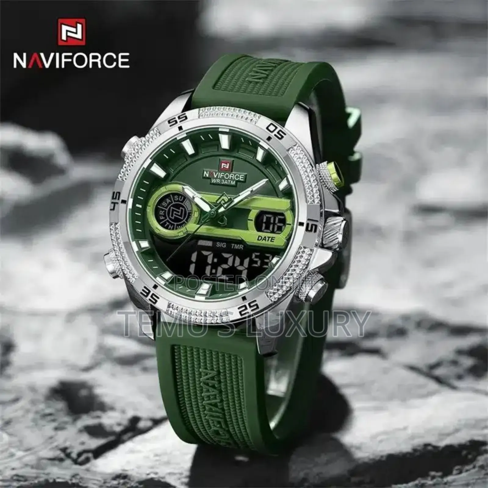 Naviforce Nf-9223 Dual Mastery Men Quartz Watch Rectangle Wristwatch