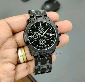 Tissot 1853 Chronograph Watch With a Black Dial and a Black Strap.