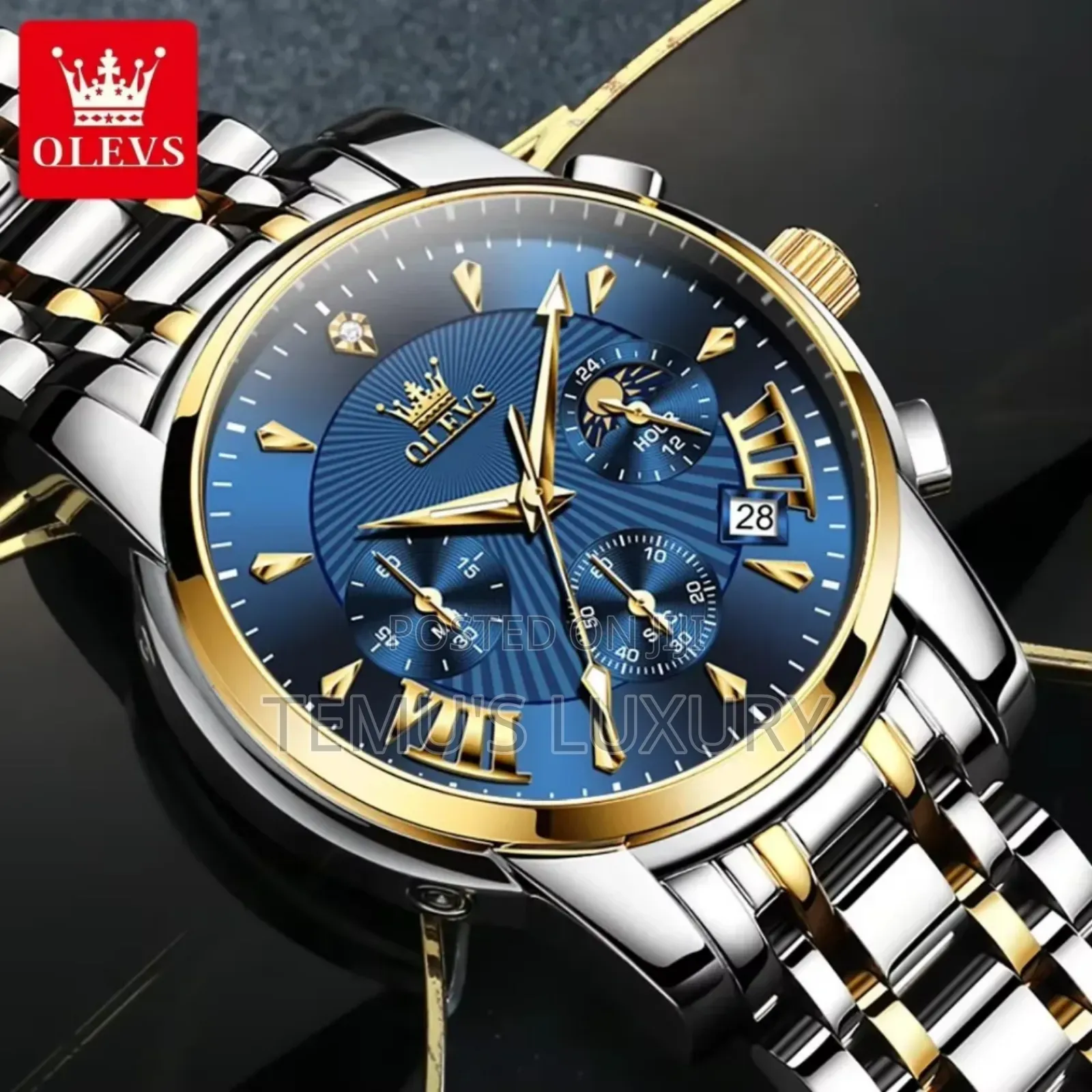 Olevs Analog Quartz Business Stainless Steel Waterproof Watch for Men