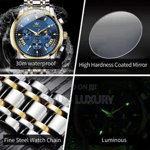 Olevs Analog Quartz Business Stainless Steel Waterproof Watch for Men
