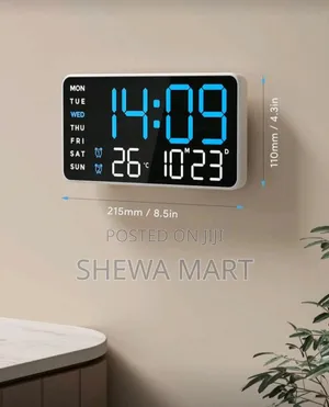 Teckwe Large Digital Wall Clock With Temperature, Calendar, Alarm