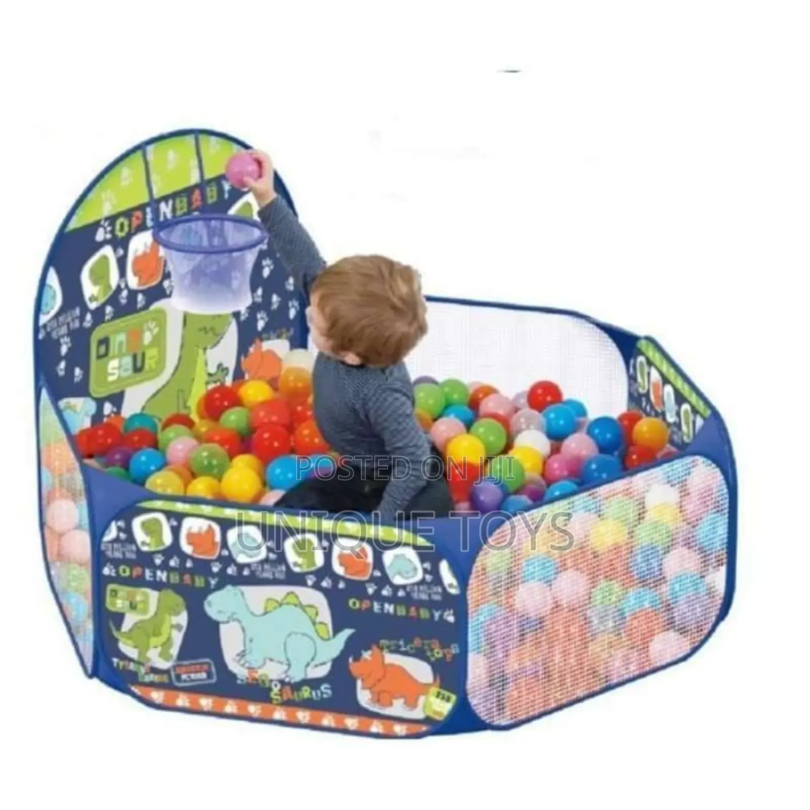 Pop-Up Ball Pool With Basketball Hoop -  Dinosaur-Themed
