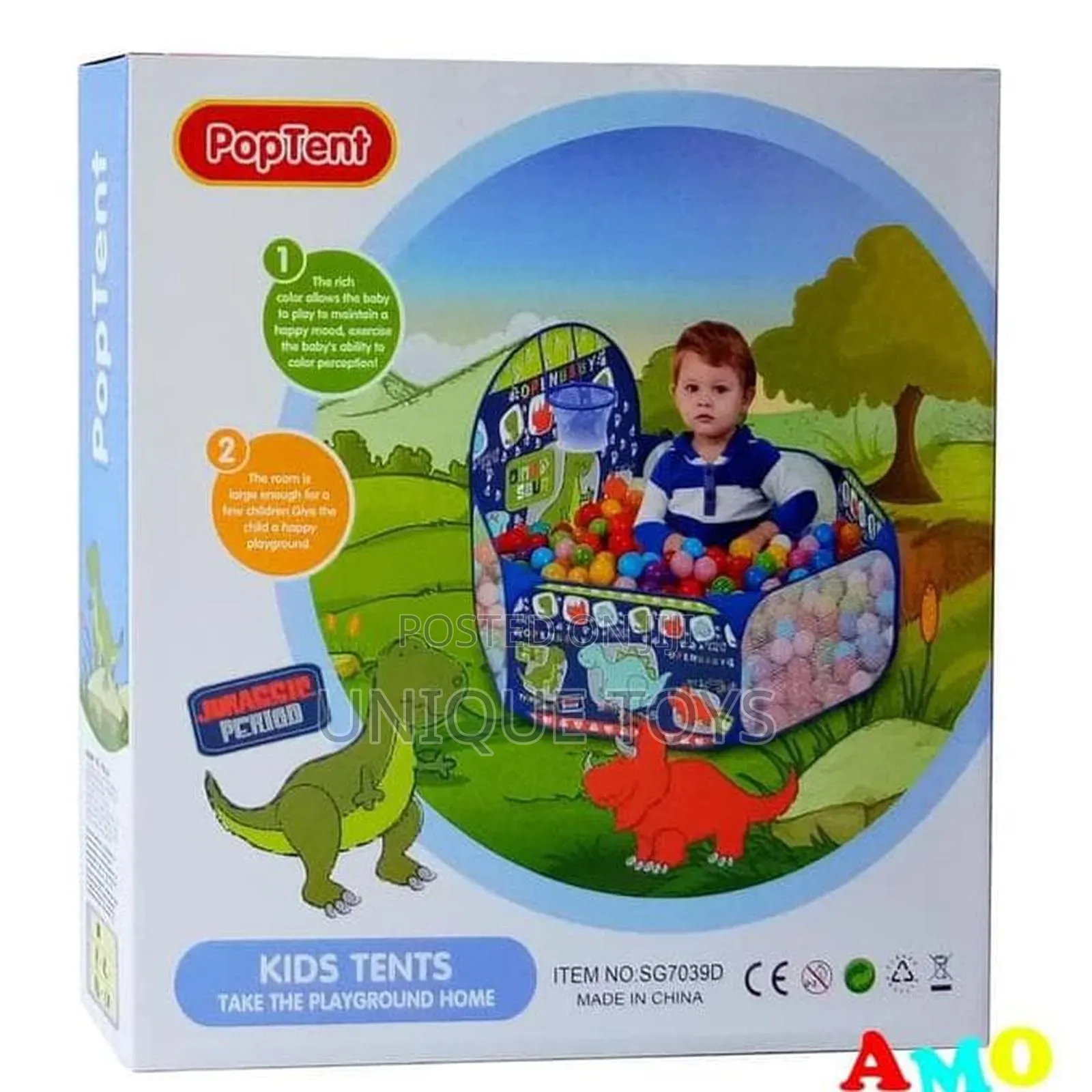 Pop-Up Ball Pool With Basketball Hoop -  Dinosaur-Themed