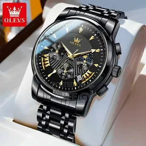 Olevs Men's Waterproof Watches Stainless Steel Waterproof Chronograph