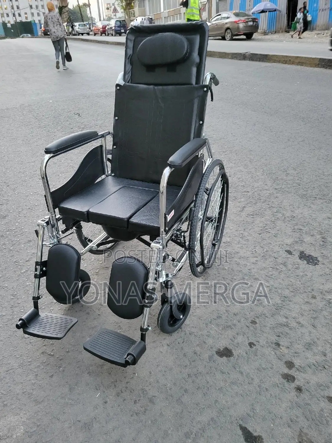 Disabled Arm With Toilet Wheelchair瞀፸waterproof Leather Easy to Clean
