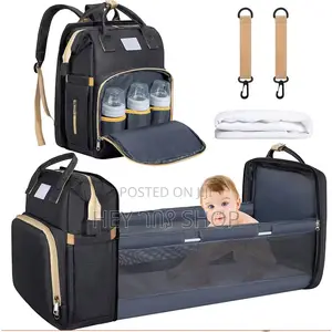 Baby Diaper Bag And Foldable Bed የህፃናት ዕቃ መያዣና ተጣጣፊ ማስተኛ ቦርሳ!