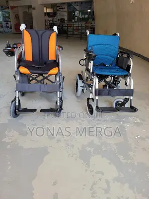 Blue Electric Wheelchair, Fully Automatic皂雷charge Wheelchair燄膽wilcher