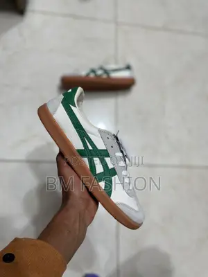 Onitsuka Tiger Tokuten Sneaker in a White, Green, and Gum Colorway