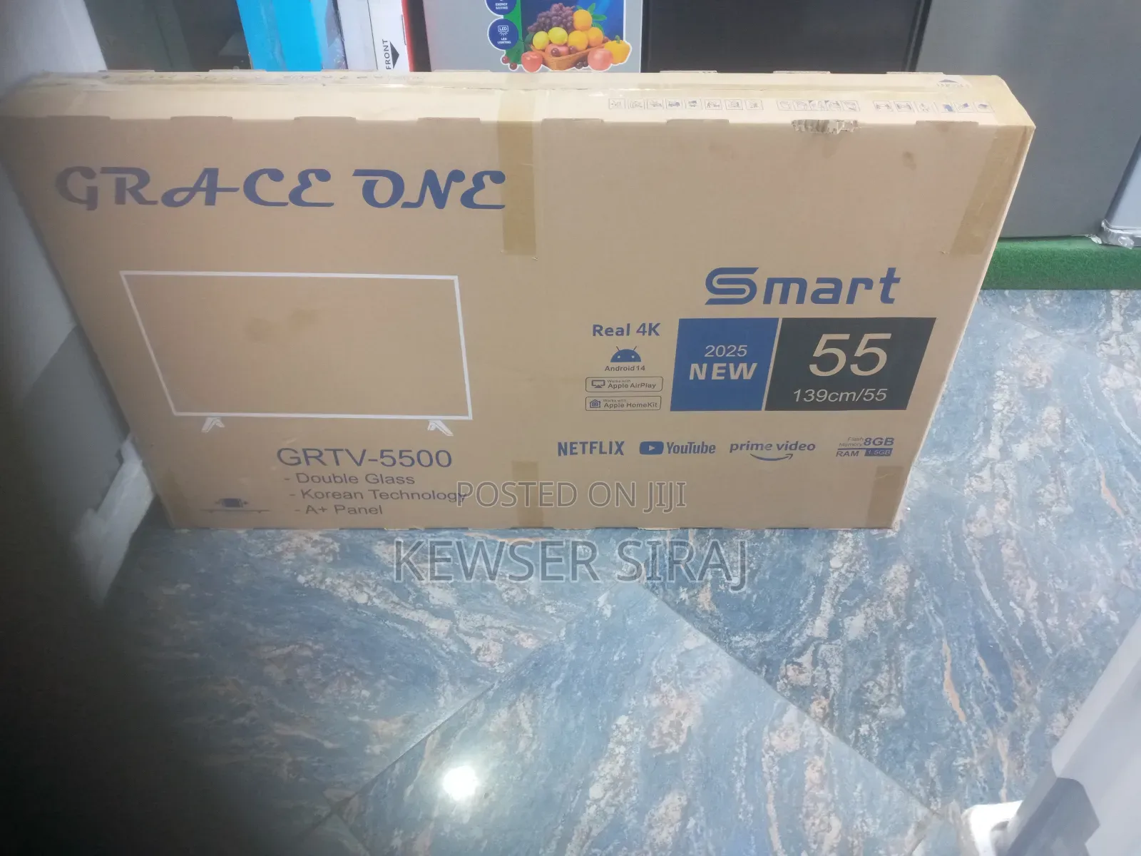 Grace One 55inch Tv Smart Android 13 Double Glass Hi Fi Prime Video