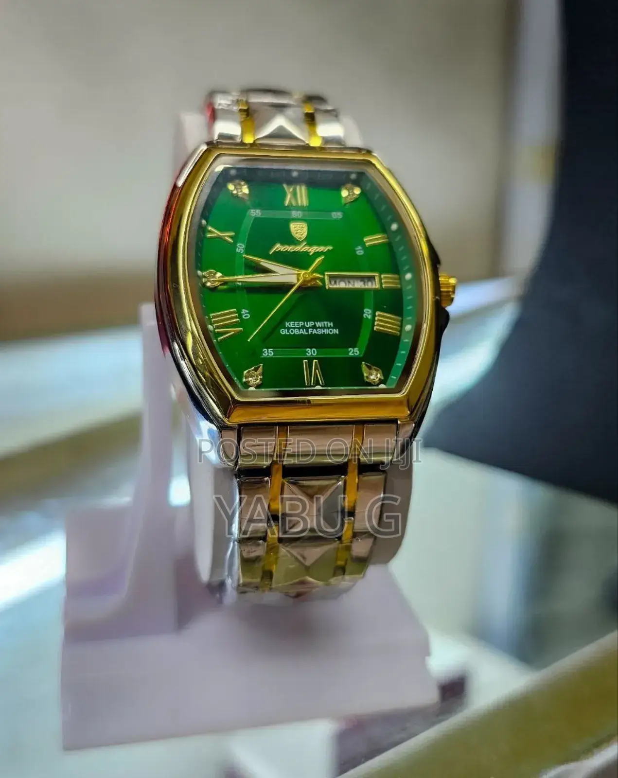 Poedagar Luxury Stainless Steel Quartz Green Men Watch