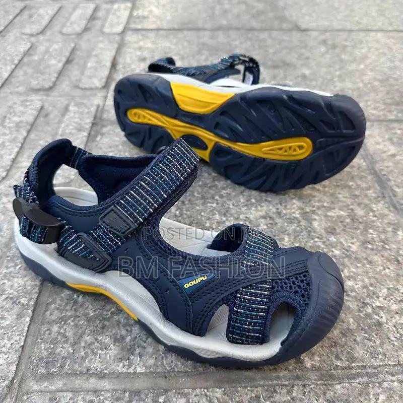 Sandals in Navy Blue With Yellow Accents
