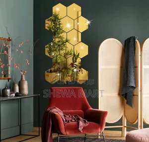 Acrylic Mirror Wall Stickers, Hexagon Mirror Wall