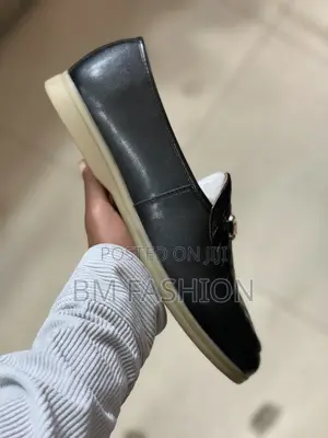 Men's Black Suede and Woven Leather-Loafer