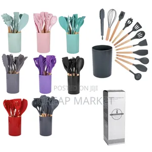 Silicone Kitchen Utensils With Wooden Handler