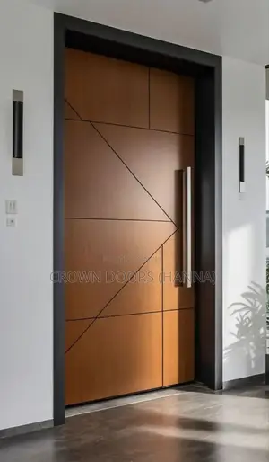 Crown Door Made Of Natural Stone Wooden Fiber. Water Proof Doors