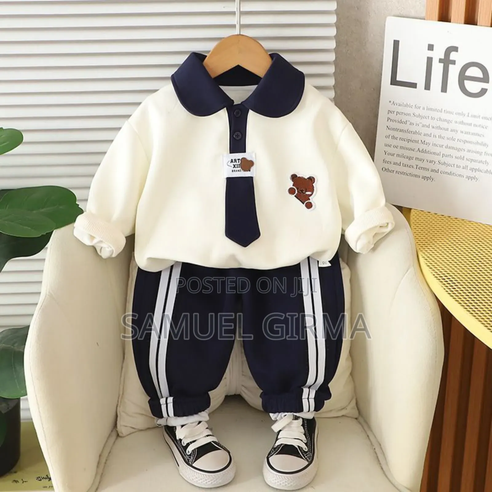 Mk- 0711 Unisex Sweatshirt With Tie and Pant Set Size: 1-5 Years