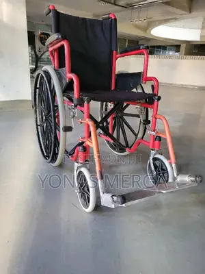 Folding Wheelchair檸脊wheelchair With Alloy Wheel Type Red Color Frame