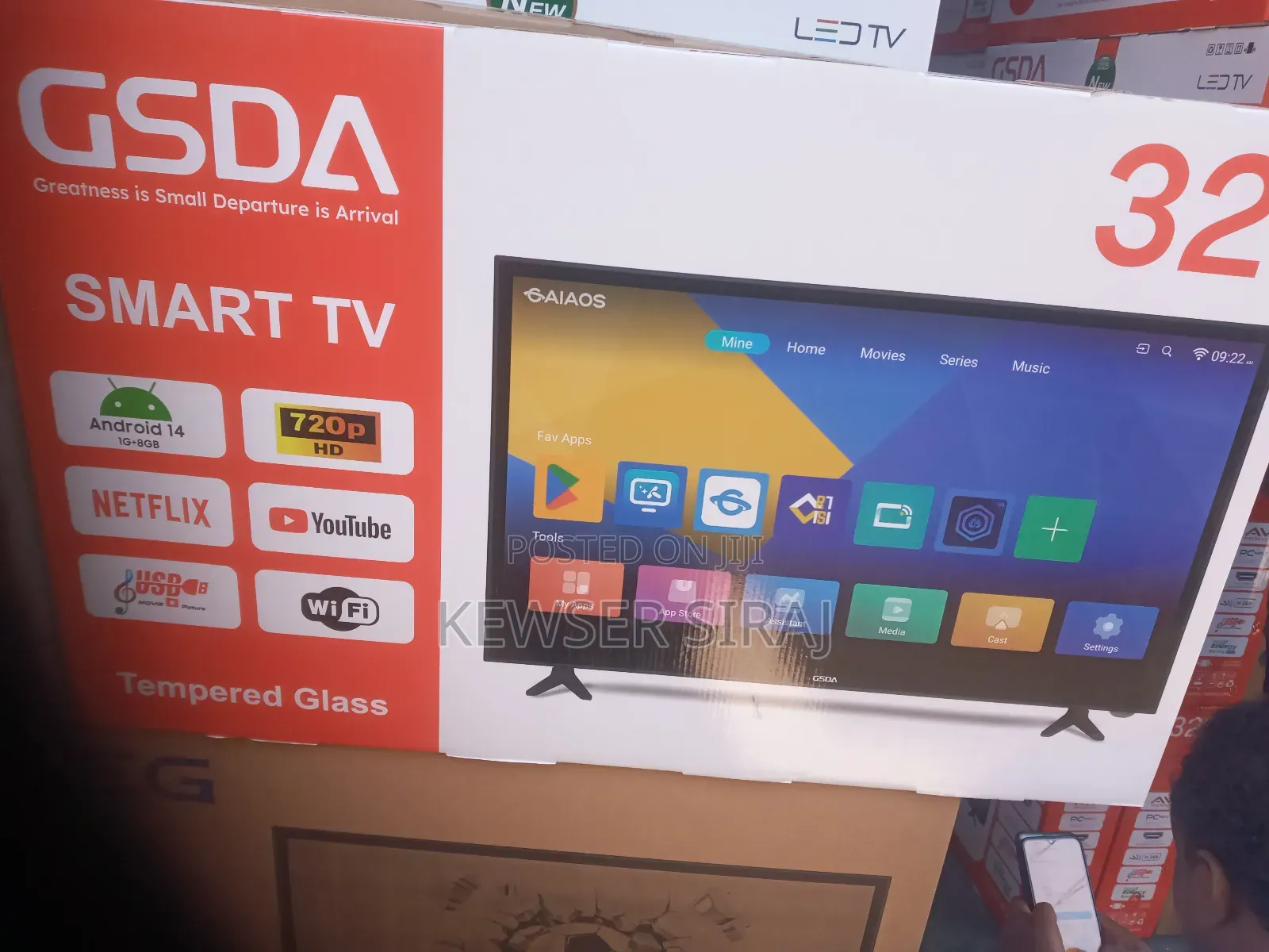 Gasda 32inch Tv Smart Video Double Glass