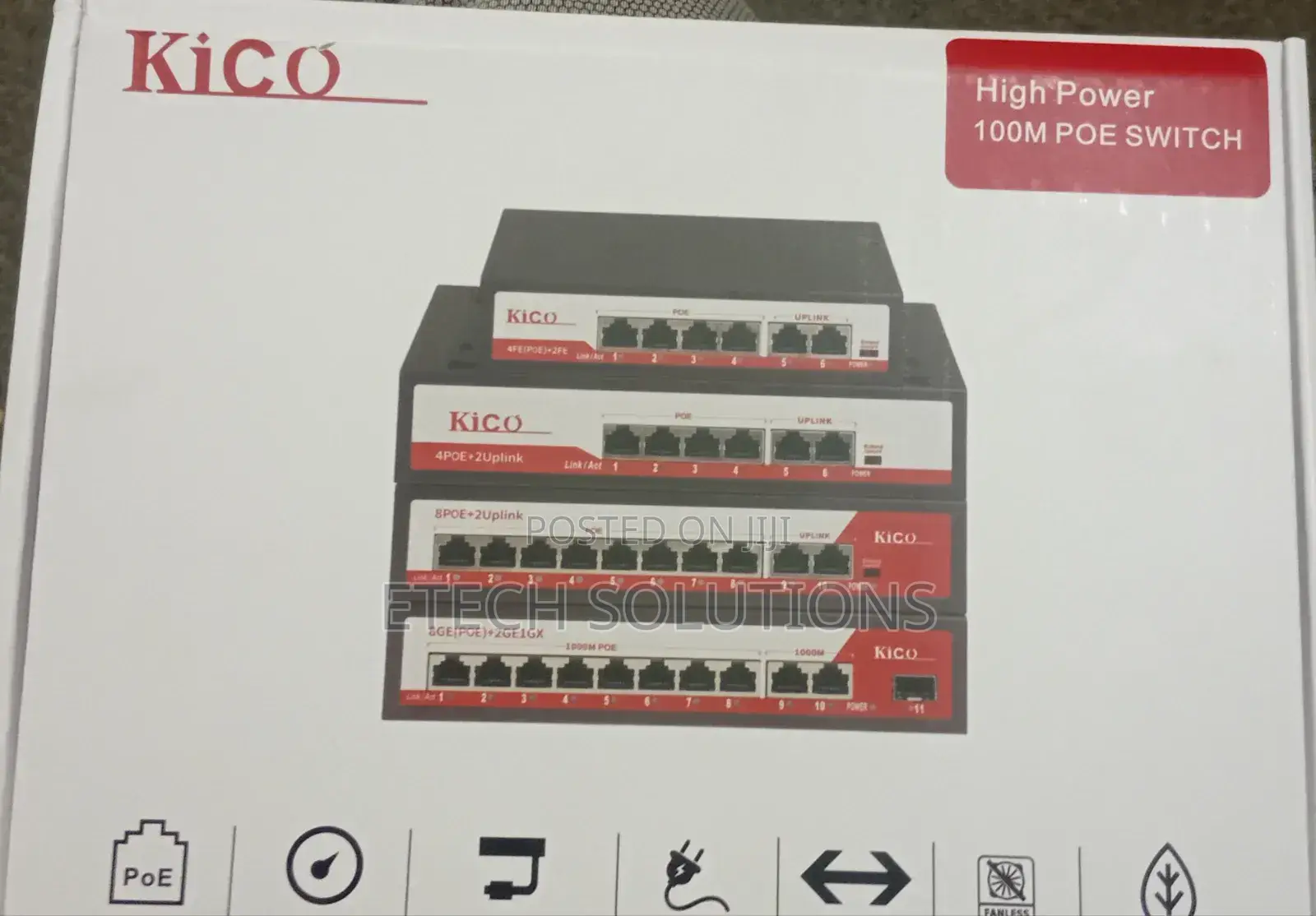 Kico 4 Port Poe Swith 2 Up Link Security Camera Tools