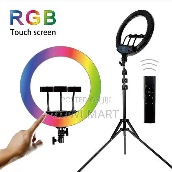 18 RGB Ring Light Ljj45 Remote, 3 Phone Holders, Long Stand