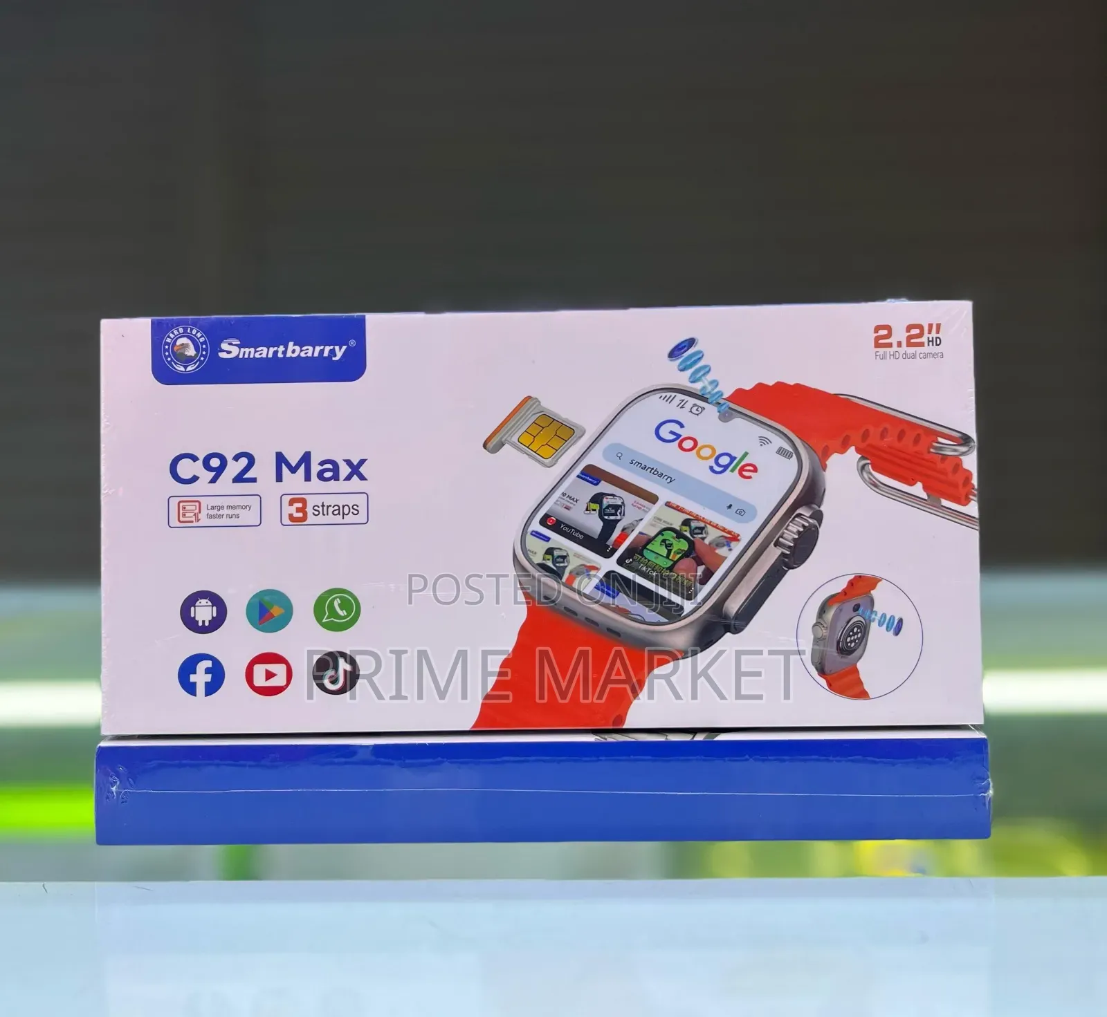 [C92 Max]ባለ ሲም ካርድ አንድሮይድ ስማርትዋችባለ ሁለት ካሜራ 6gb+64gb3 ተቀያያሪ ማሰሪያ