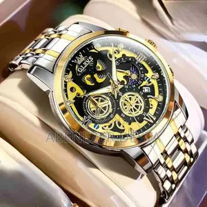 Olevs Men's Luxury Skeleton Chronograph Watch With